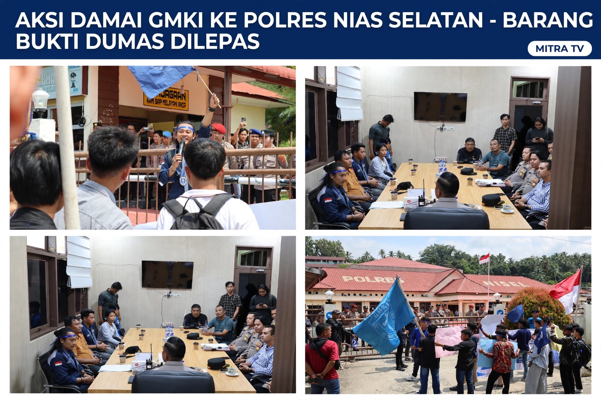 Polres Nias Selatan  Terima Aspirasi BPC GMKI Nias Selatan. Tegaskan Komitmen Profesionalisme dan Transparansi Penanganan Dumas Kapal Tongkang Kayu PT Gruti